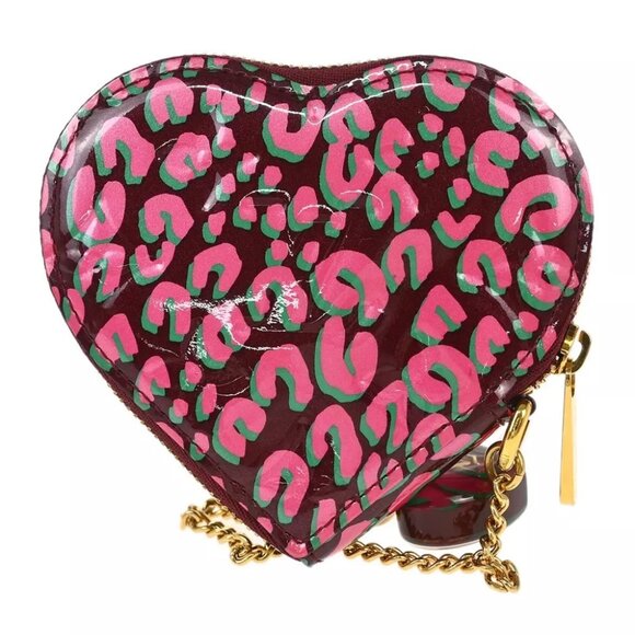 Louis Vuitton Vernis Leopard Pink Porte Monnaie Coeur Coin M91474 TS4160 115250 - Picture 2 of 7